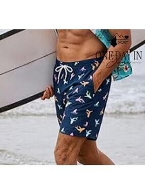 Surfcuz Shark Print Lined Boardshorts Size L